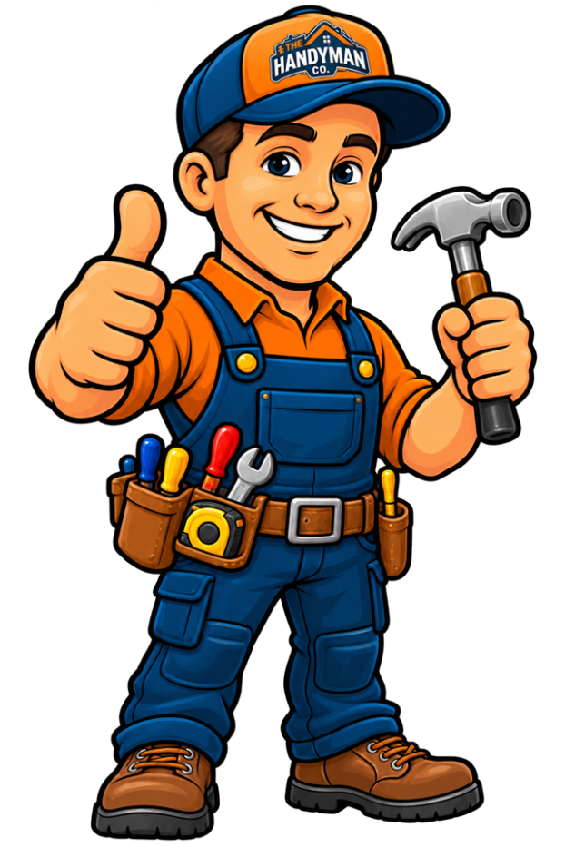 Illustrated Handyman mascot. Demonstration artwork, not a photograph of an employee.